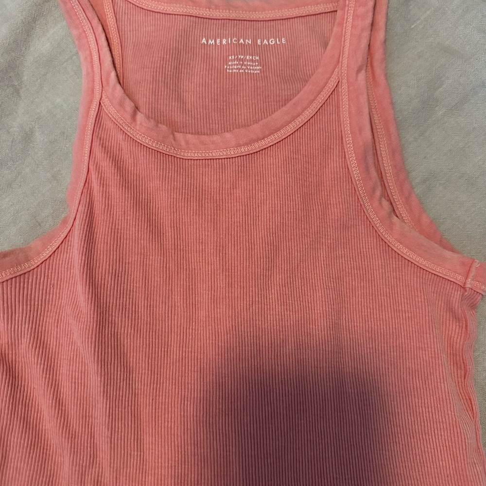 American Eagle Outfitters Pink Fitted Sleeveless Tank Top